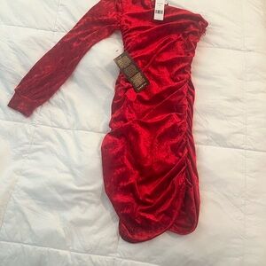 Elegant Red Velvet Dress